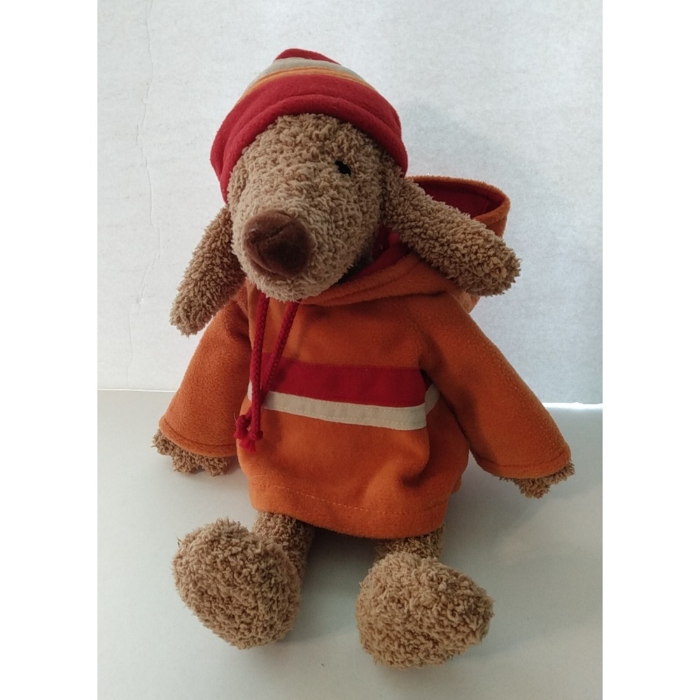 Bath & Body Works BARKER Dog Plush Stuffed Toy Hooded Orange Sweatshirt
